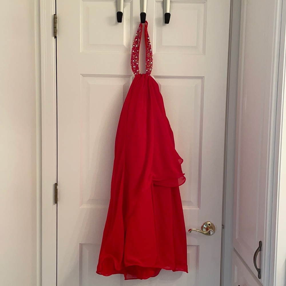 Red dressy jeweled neck dress Size 2/4